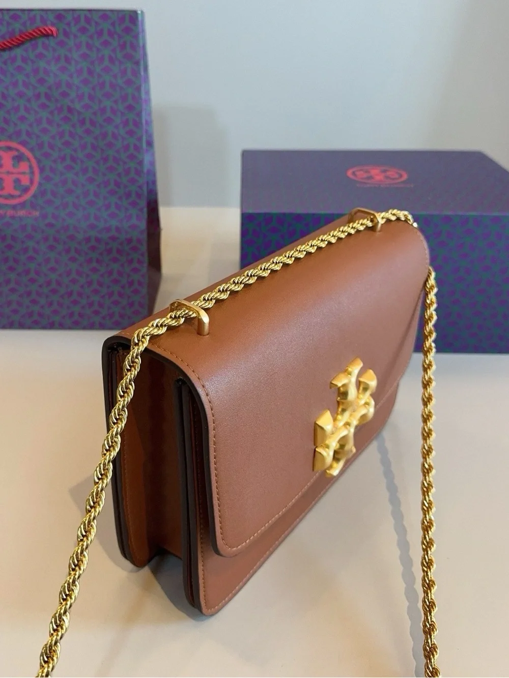 Tory Burch Miller Crossbody Bag in Brown with Gold Logo
